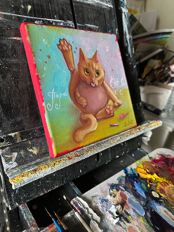 Смешные коты маслом Миниатюры